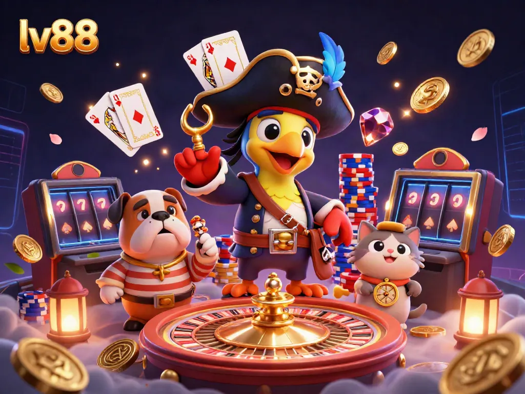 Experience thrilling gambling action at lv88 with a pirate captain, bulldog first-mate, and cat navigator.