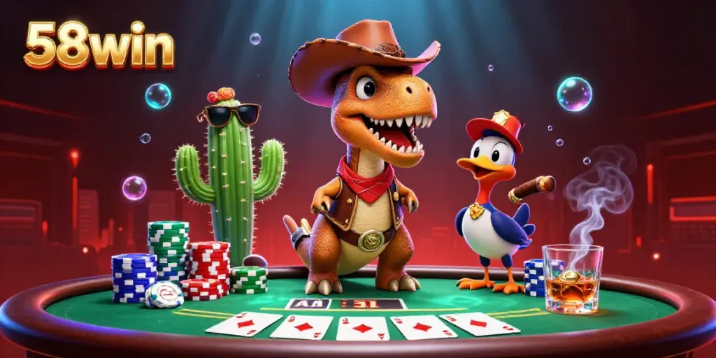 Experience thrilling games at 58win with vibrant poker elements and dynamic characters.