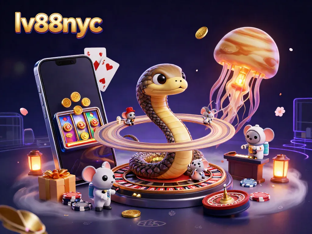 Engage with exciting games at lv88nyc, featuring dynamic cosmic gambling elements and vibrant illustrations.