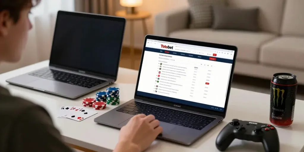 Engaged player exploring Totobet link alternatif for online betting games.