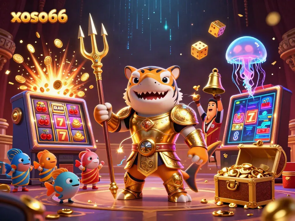 Engage with xoso66 by playing vibrant casino games in an electrifying underwater scene with thrilling action.