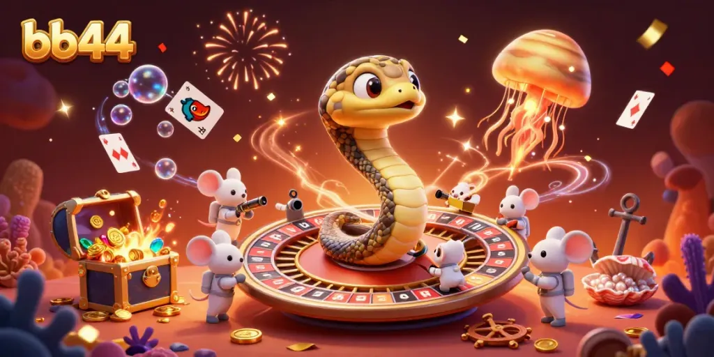 Engaging scene of bb44 themed gambling with cosmic characters and vibrant casino elements.