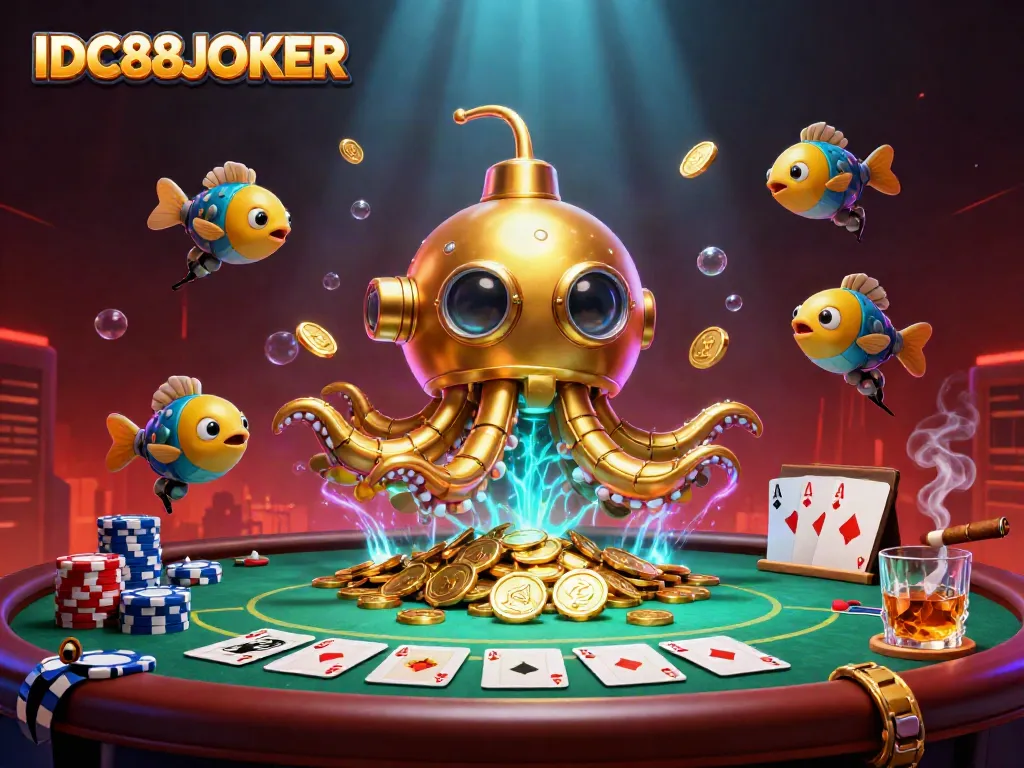Experience thrilling gameplay with the IDC88JOKER underwater-themed casino adventure featuring golden creatures and poker elements.
