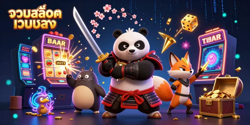 Experience the thrill of รวมสล็อตเว็บตรง through an epic showdown with a samurai panda and ninja fox!