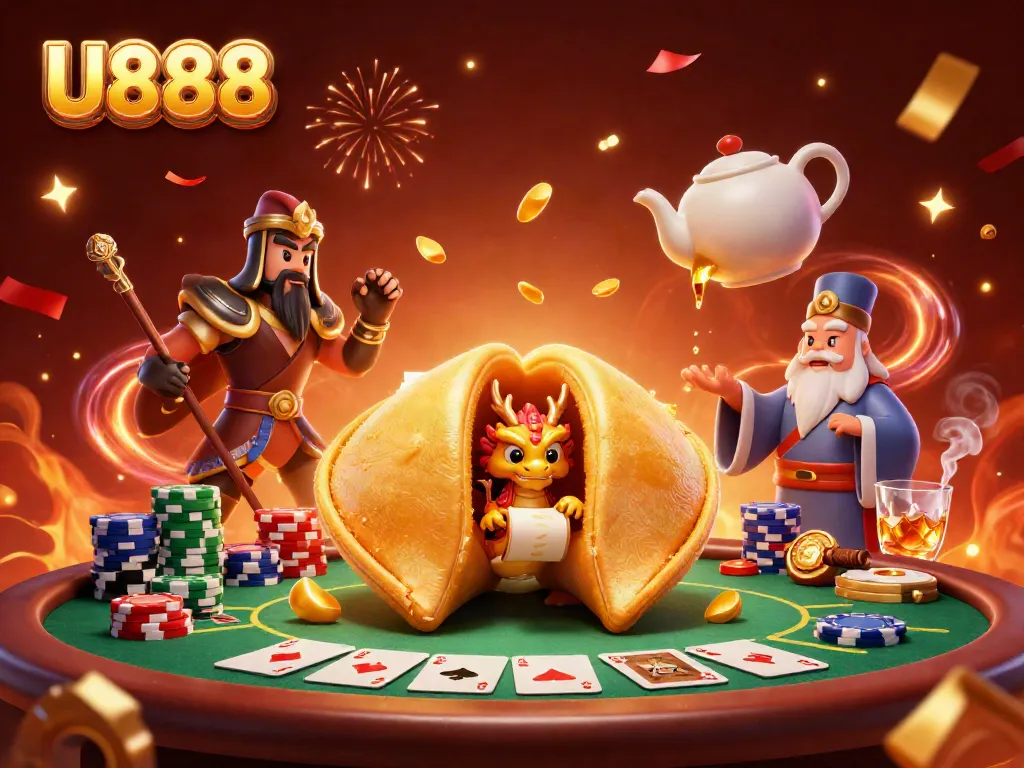 Experience dynamic gaming action at U888 with vibrant casino elements and characters