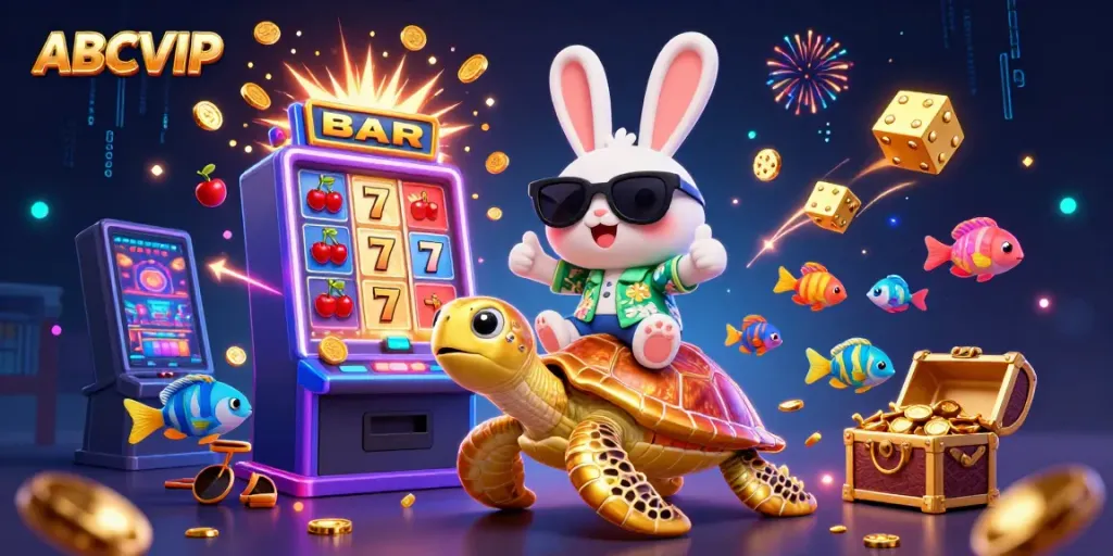 Experience the excitement of ABCVIP with a colorful jackpot explosion and charming characters!