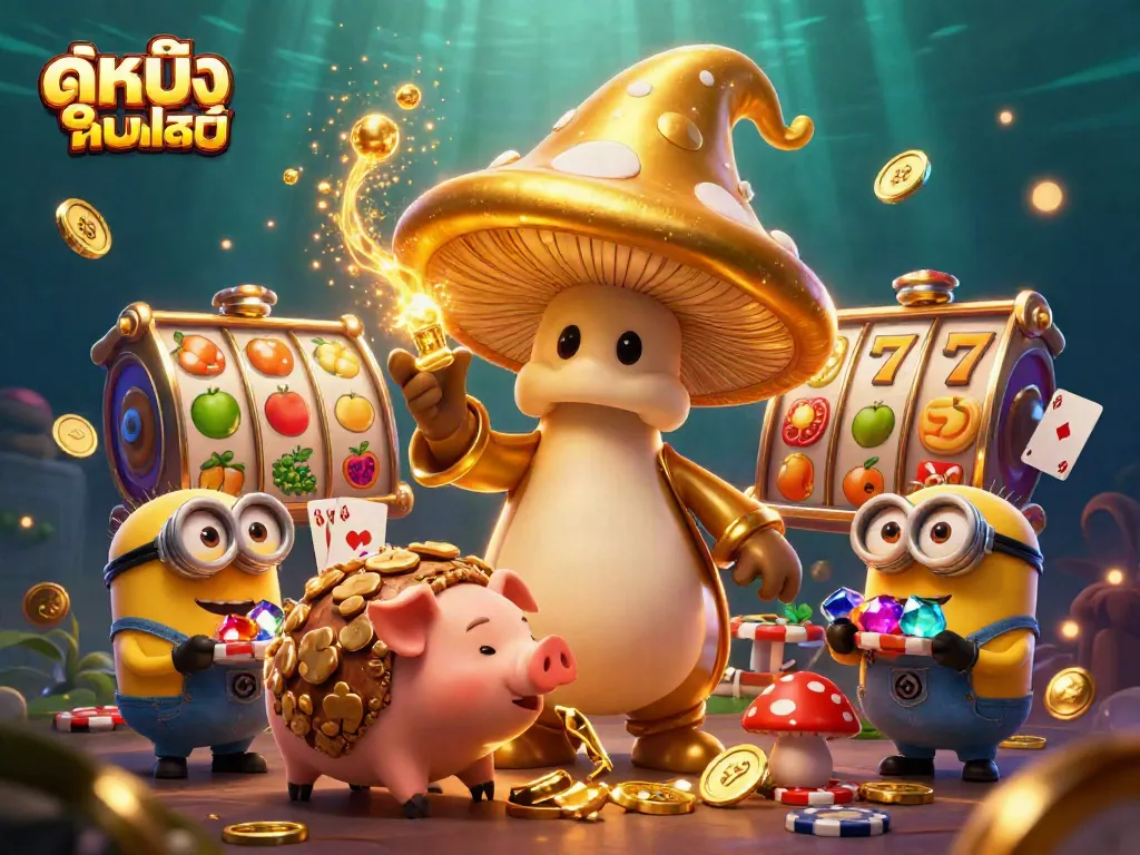 Win big on ดูหนังออนไลน์ with vibrant golden magic and casino elements.