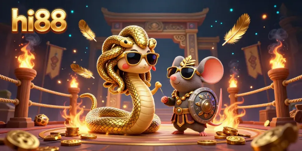 Experience the fun of gaming with hi88, featuring vibrant characters and casino elements in a colorful 3D illustration.