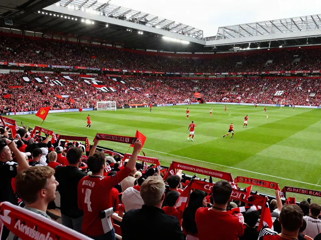 Stadium filled with Manchester United and Liverpool fans showcasing their rivalry during a match, highlighting the intensity of สถิติแมนยู พบ ลิเวอร์พูล.