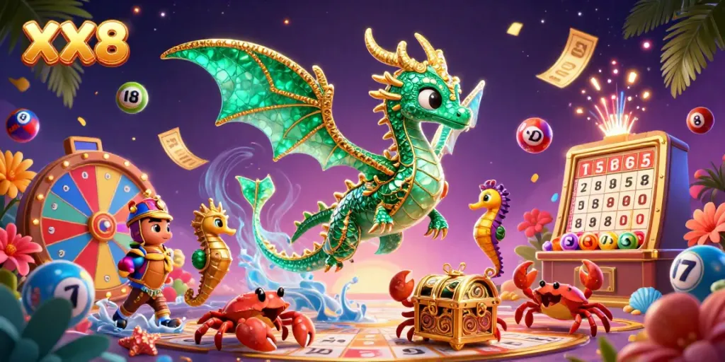 Experience the thrill of XX8-themed gaming with a vibrant underwater scene featuring a sea dragon and treasure chest.