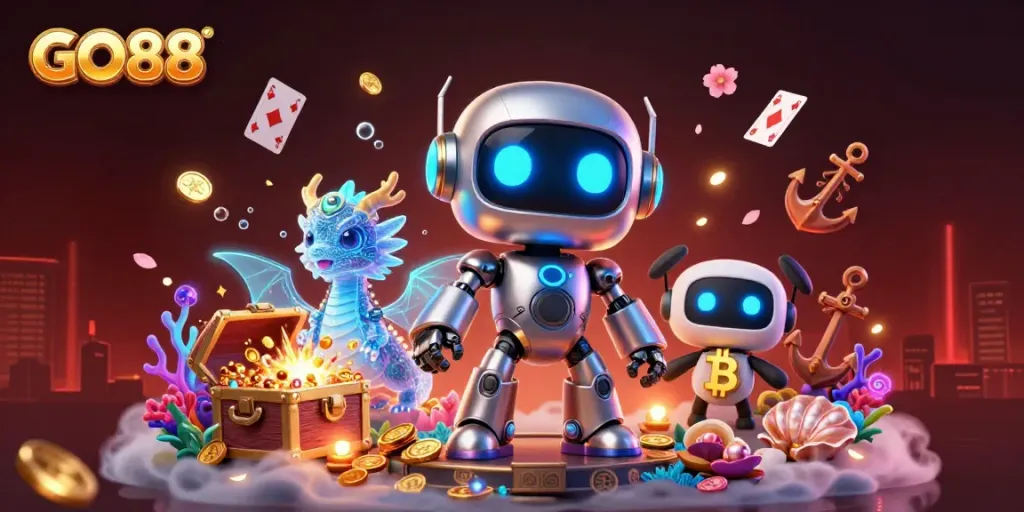 Engage in thrilling games at GO88 with vibrant characters and dynamic casino elements.